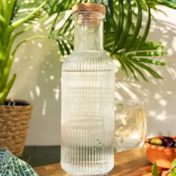 Karaff | NATIA | räfflad med propp, transparent | 1 l | 890999