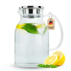 Karaffer-Karaff med filter i Genomskinlig tekanna kaffekanna 1,8 l glaskanna med handtag och avtagbart filterlock värmetålig lämplig