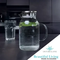 Karaffer-Karaff med filter i Genomskinlig tekanna kaffekanna 1,8 l glaskanna med handtag och avtagbart filterlock värmetålig lämplig