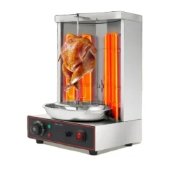 Kebabmaskin, 3000W effekt, justerbar temperatur 50-300°C, 2 värmerör i rostfritt stål
