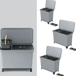 Keden Återvinningstunna 3x10l Systema 57x29x41cm Silver