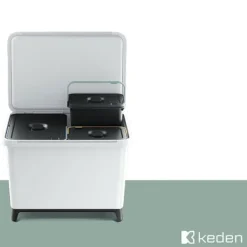 Källsorteringskärl-Keden Återvinningstunna 2x23l Systema 56x39x41 Cm Silver