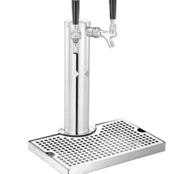 Kegerator Tornkit, Dubbelkranar Ölförvandlingskit, Rostfritt Stål Öltappstorn med Dubbeltryckmätare W21.8 Regulator & S-System Fat
