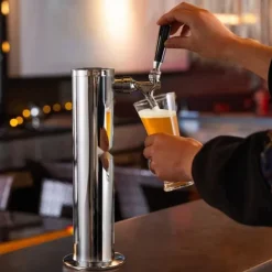 Kegerator Tower Kit, Enkelt Tap Beer Konverteringskit, Rostfritt Stål Keg Beer Tower Dispenser med Dual Gauge W21.8 Regulator & S-System Keg