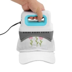 Ångpressar-Kepsvärmepress - Handhållen press - 300 W - 4 lägen 130–190 °C - EU 220 V - Säkerhetsbas & kepskudde - Non-stick - 1 m sladd - Grön/Vit/Grå