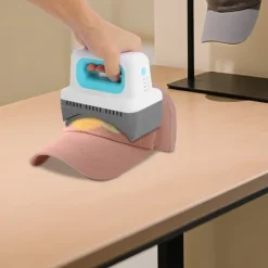 Ångpressar-Kepsvärmepress - Handhållen press - 300 W - 4 lägen 130–190 °C - EU 220 V - Säkerhetsbas & kepskudde - Non-stick - 1 m sladd - Grön/Vit/Grå