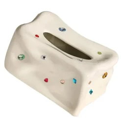 Keramisk näsduksask hållare dekorativ elegant ansiktsnäsduk servettdispenser för matsal beige