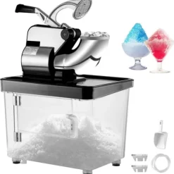 Ismaskiner-180kg/h elektrisk rakad ismaskin med 34L islagringskapacitet, snökon maskin med effektiva dubbla blad, lätt att använda