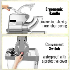 Ismaskiner-180kg/h elektrisk rakad ismaskin med 34L islagringskapacitet, snökon maskin med effektiva dubbla blad, lätt att använda