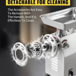 350kg/h 1100W elektrisk köttkvarn med kompletta tillbehör, kraftfull prestanda, löstagbar design, enkel användning, bred applikation