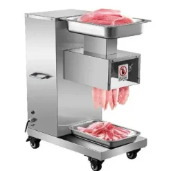 500Kg/H 750W elektrisk köttskärare med 4 hjul, kraftfull prestanda, hög säkerhet, löstagbart blad, bred applikation