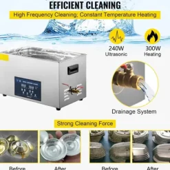 28/40KHz dubbelfrekvens ultraljudsrengörare med 10L tank, justerbar uppvärmning/arbetstid, 3 rengöringslägen, genomtänkt design