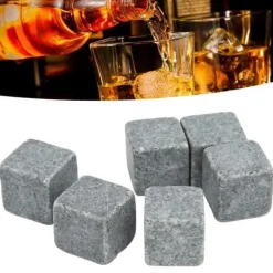 KIMISS Whisky Stones Whisky Stones 2 cm Granit Whisky Ice Pie Stone Flanellpåse Presentset för Whisky Gin Wine