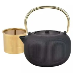 Kaffe- & Tekannor-KINGHOFF Gjutjärnsteapot 1L med filter Guld