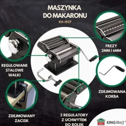 KINGHOFF Pastamaskin KH-1927 i rostfritt stål