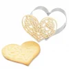 Kit för kex i relief Hjärta + 2 pennor i vit och mörkblå choklad