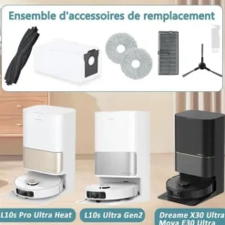 Kit med tillbehör kompatibel med Dreame L10s Pro Ultra Heat/ L10s Ultra Gen 2, Delar kompatibla med Dreame X30 Ultra/Mova E30 Ultra