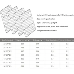 Avsvalningsgaller-Kök Grillställ Kylställ Nätgaller i rostfritt stål Trådställ för matlagning Stekning Torkning Grillning