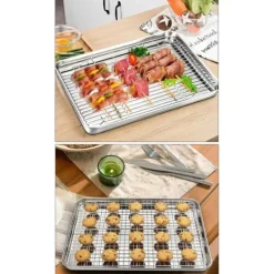 Avsvalningsgaller-Kök Grillställ Kylställ Nätgaller i rostfritt stål Trådställ för matlagning Stekning Torkning Grillning