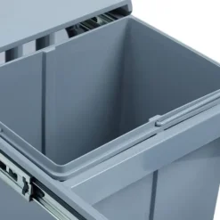Källsorteringskärl-Köksavfallshink, Inbyggd dubbel avfallshink, 35x34x48 cm, Grå