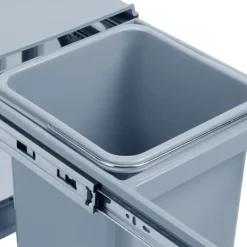 Köksavfallshink, Inbyggd 2-facks soptunna, 35,5x25x47 cm, Grå