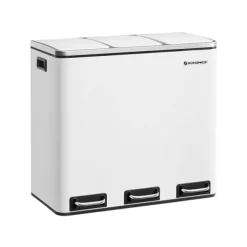 Köksavfallskärl 3 x 18 l, 61,5 x 31,5 x 56 cm (L x B x H) Mått på varje innerhink: 18 x 26,5 x 49 cm (L x B x H) Totalhöjd (med locket öppet): 84,5