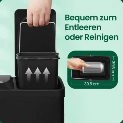 Källsorteringskärl-Köksavfallspåse, 47x28,3x39,5 cm, Svart