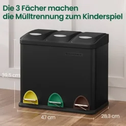 Källsorteringskärl-Köksavfallspåse, 47x28,3x39,5 cm, Svart