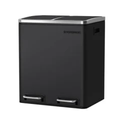 Soptunnor & Papperskorgar-Köksavfallstunna, 2 x 15 L stålavfallstunna, trappstegstunna med innerhinkar och handtag, mjuk stängning, lukttätning, svart LTB30BK