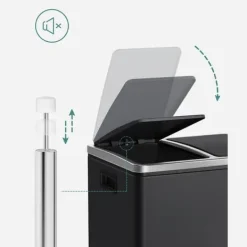 Soptunnor & Papperskorgar-Köksavfallstunna, 2 x 15 L stålavfallstunna, trappstegstunna med innerhinkar och handtag, mjuk stängning, lukttätning, svart LTB30BK