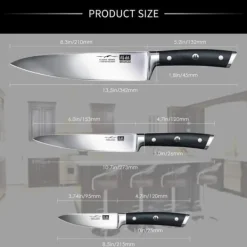 Köksknivset - SHAN ZU - Set med 3 kockknivar 200 mm kökskniv 153 mm skalkniv 95 mm