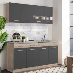 Kökskåpsset, 160x60x206,5 cm, Grå