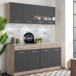 Kökskåpsset, 160x60x206,5 cm, Grå