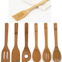 Köksutrustningsset-Köksredskap - Bambus - Set med 6 delar - Skedar och spatlar - Ekologisk - Hållbar
