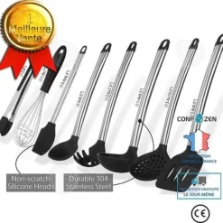 Köksredskap - CONFO - 11-delarsset - silikon - rostfritt stål - trä