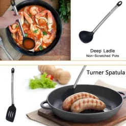 Köksutrustningsset-Köksredskap, 9 delar silikon köksredskap, non-stick och anti-skrapa med förvaringskärl i rostfritt stål