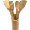 Köksutrustningsset-Köksredskap - Set med 4 i trä - Ställ i bambu - Miljövänlig - Hygienisk - Praktisk