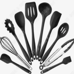 Köksutrustningsset-Köksredskap - TD® - 11-delarsset - Svart silikon - Non-stick - Måttfullt