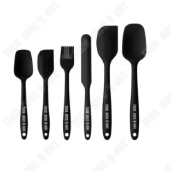 Köksutrustningsset-Köksredskap - TD® - Silikonspatel - 6 delar - Non-stick - Svart