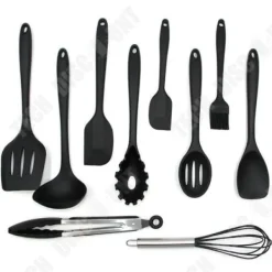 Köksutrustningsset-Köksredskap - TECH DISCOUNT - Kit med 10 delar - Silikon - Svart - Modern stil