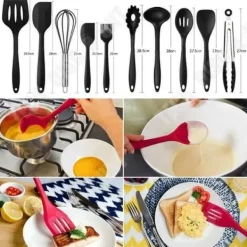 Köksutrustningsset-Köksredskap - TECH DISCOUNT - Kit med 10 delar - Silikon - Svart - Modern stil