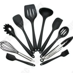 Köksutrustningsset-Köksredskap - TECH DISCOUNT - Kit med 10 delar - Silikon - Svart - Modern stil