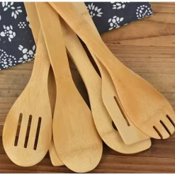 Köksutrustningsset-Köksredskap i bambu set om 6 st. - Träslevar i bambu