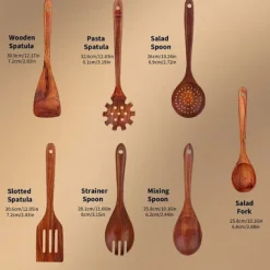 Köksutrustningsset-Köksredskap i bambu set om 6 st. - Träslevar i bambu