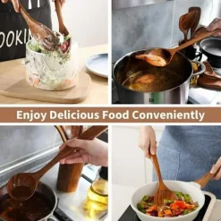 Köksutrustningsset-Köksredskap i bambu set om 6 st. - Träslevar i bambu