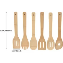 Köksredskap i bambu set om 6 st. - Träslevar i bambu