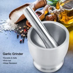 Mortlar & Mortelstötar-Köksredskap: Mortel- och mortelkvarn i rostfritt stål för bönor, vitlök och kryddor