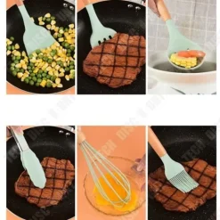 Köksredskapsset - TD® - Silikon - 10 verktyg - Trähandtag - Högtemperaturbeständighet