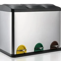 Kökssoptunna - Pedalhink 6 l - Rostfritt Stål - Rektangulär - Mjukstängande Lock - Stå-Öppen Funktion - Halkfri Botten - Innerhink