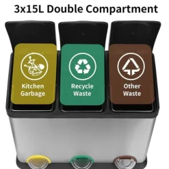 Kökssoptunna - Pedalhink 6 l - Rostfritt Stål - Rektangulär - Mjukstängande Lock - Stå-Öppen Funktion - Halkfri Botten - Innerhink